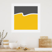 Poster Bloc de couleur blanc gris jaune (Cuisine)