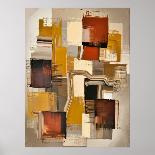 Poster Blocs Abstraits texturés - Tonalité Terre chaude m (Devant)