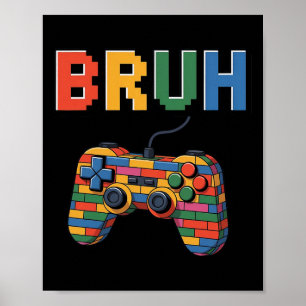 Poster Blocs de Construction Bruh Gaming Joueur Garçons M
