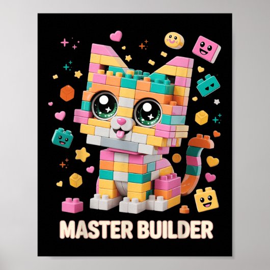 Poster Blocs de construction en brique de chat Maître con (Devant)