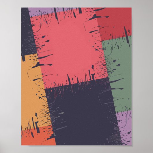 Poster Blocs de couleurs Abstraits avec effet de peinture (Devant)