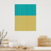 Poster Blocs et lignes géométriques Bleu jaune (Cuisine)