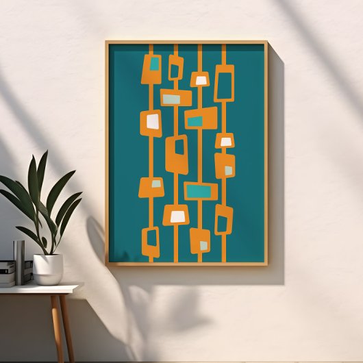 Poster Blocs funky atomiques de style Mid Century Modern