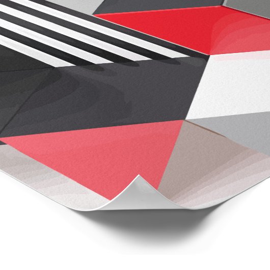 Poster Blocs géométriques monochromes et rouges (Coin)