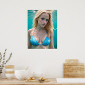 Poster Blond dans une photo sous-marine en bikini (Cuisine)