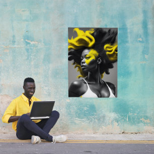 Poster Blonde à éclaboussure de couleur sur les cheveux n