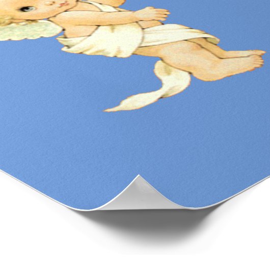 Poster Blonde Ange bébé avec un papillon. (Coin)