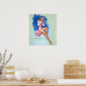 Poster Blonde au téléphone (Cuisine)