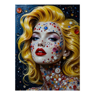 Poster Blonde avec points gras