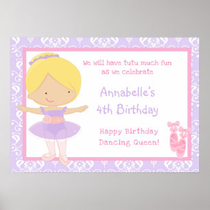 Poster Blonde Ballerina & Purple Damask Anniversaire