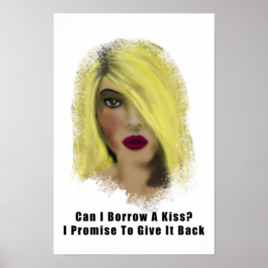 Poster Blonde Bombshell Femme Emprunter Un Baiser (Devant)