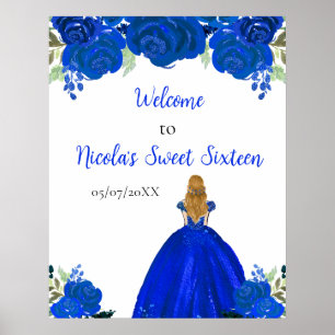 Poster Blonde Cheveux Princesse Sweet sixteen bleu Bienve