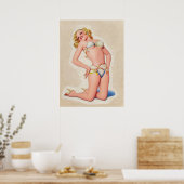 Poster Blonde de pâte à papier dans le Pinup Bikini (Cuisine)