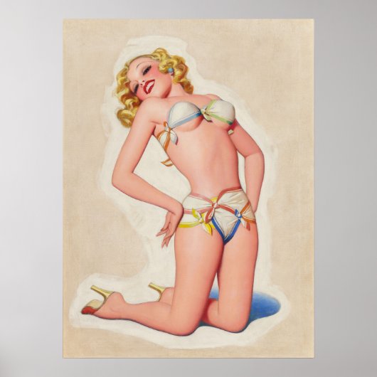 Poster Blonde de pâte à papier dans le Pinup Bikini (Devant)