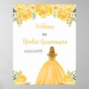 Poster Blonde Hair Princess Gold Quinceanera Bienvenue