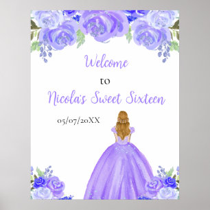 Poster Blonde Hair Princess Purple Sweet sixteen Bienvenu