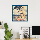 Poster Blonde Kneeling Modèle de bikini Thunder_Cove (Bureau à domicile)