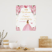 Poster Blonde rose pâle Cheveux Princesse Accueil Anniver (Cuisine)
