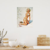 Poster Blonde sur la pointe de sable vers le haut (Cuisine)