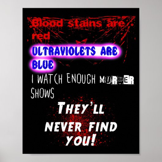 Poster Blood Stains Are Red Ultraviolets Blue Theyll Neve (Devant)
