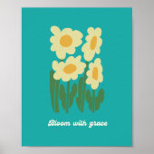 Poster Bloom With Grace Retro Daisy Wall Art (Devant)