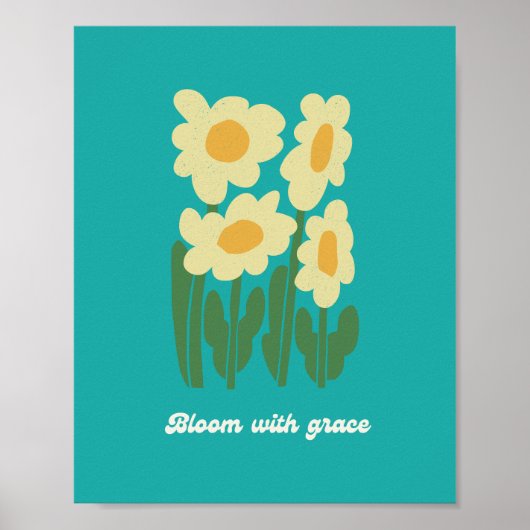 Poster Bloom With Grace Retro Daisy Wall Art (Devant)