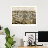 Poster Bloomington, IL Carte panoramique - 1867 (Bureau à domicile)