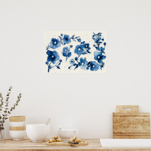 Poster Blooms bleus indépendants (Cuisine)