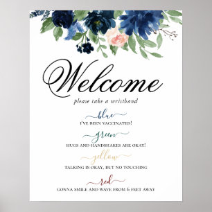 Poster Blooms Chics Navy Blush Floral Distances sociale