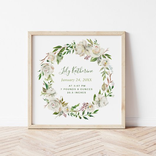 Poster Blooms dorés Statistiques personnalisées de naissa