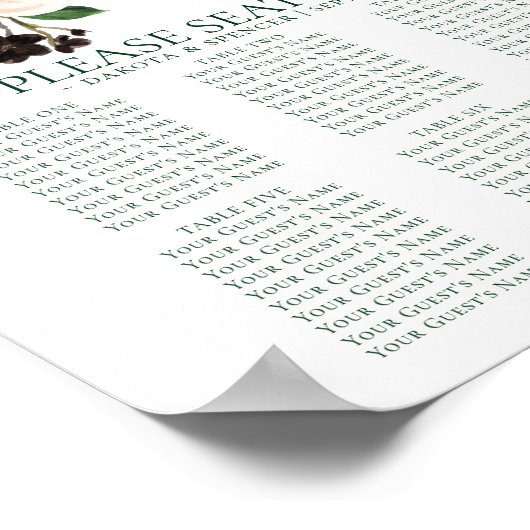 Poster Blooms rustiques | Carte des sièges en terre cuite (Coin)