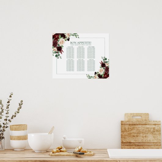 Poster Blooms rustiques | Terracotta Marsala 6 Table Sièg (Cuisine)