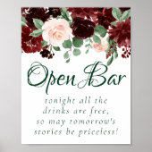 Poster Blooms rustiques | Terracotta Marsala Red Open Bar (Devant)