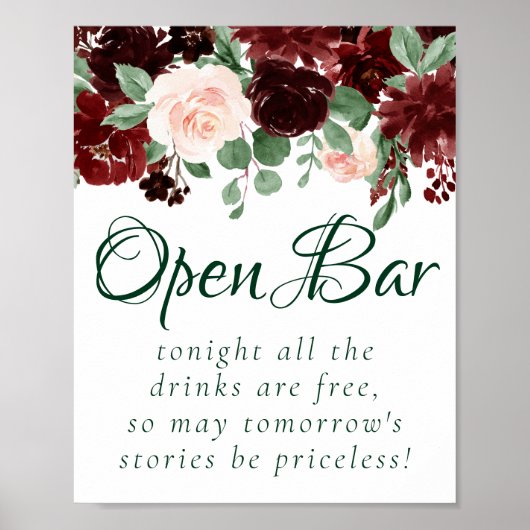 Poster Blooms rustiques | Terracotta Marsala Red Open Bar (Devant)