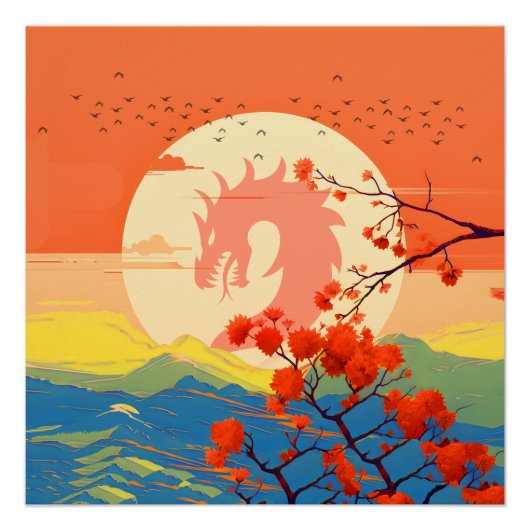 POSTER BLOSSOM NATURE MOUNTAINE DRAGON (Devant)