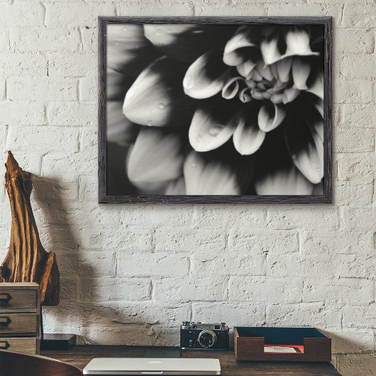 Poster Blossom noir et blanc Dahlia