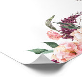 Poster Blu Ajouter Votre Propre Boho Rose Blancs Burgundy (Coin)