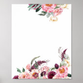 Poster Blu Ajouter Votre Propre Boho Rose Blancs Burgundy (Devant)