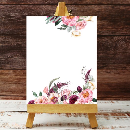 Poster Blu Ajouter Votre Propre Boho Rose Blancs Burgundy