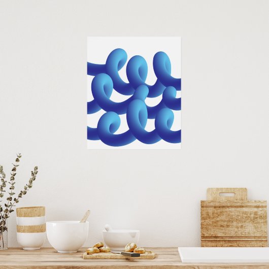 Poster Blue Abstract Waves  (Cuisine)