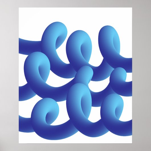 Poster Blue Abstract Waves (Devant)