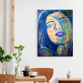 Poster Blue Abstrait Realism Woman Portrait Art Print