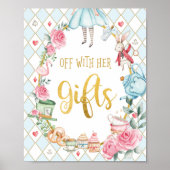 Poster Blue Alice in Wonderland OFF WITH HER GIFTS Sign (Devant)