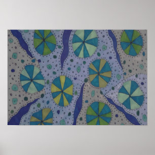 Poster Blue and Grey Cosmic Abstract