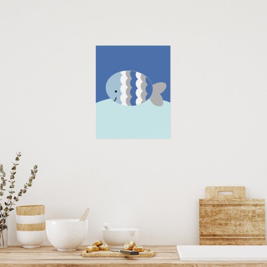 Poster Blue and Grey Ocean Life Nursery Art Imprimer (Cuisine)