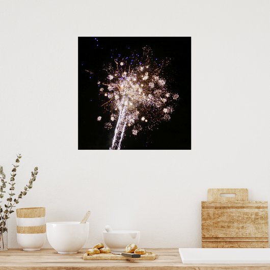 Poster Blue and White Fireworks (Cuisine)