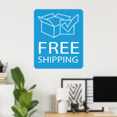 Poster Blue and White Free Shipping Icon (Bureau à domicile)