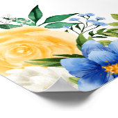 Poster Blue and Yellow Floral Wedding Welcome Sign (Coin)