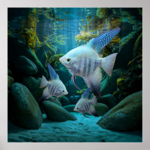 Poster Blue Angelfish Aquarium sous-marin Fish Tank Lover
