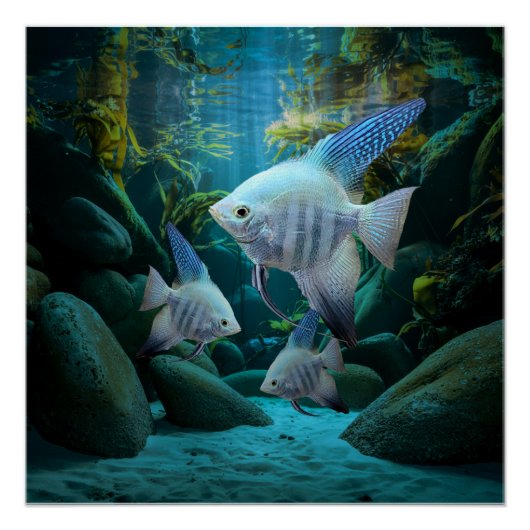 Poster Blue Angelfish Aquarium sous-marin Fish Tank Lover (Devant)
